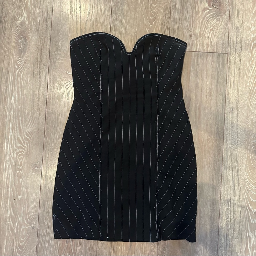 Zara pinstripe short black dress